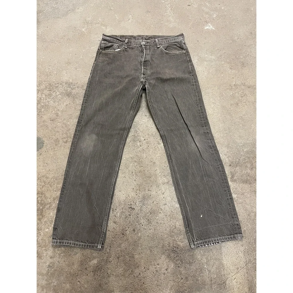 Levis 501 xx Jeans Mens 36x34 Gray Charcoal Regular Fit Straight Leg Button Fly